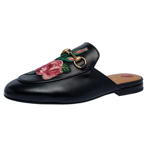 Gucci Princetown Floral Embroidered Leather Mules EU 36.5